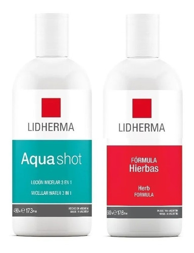 Kit Aqua Shot Loción Micelar + Loción De Hierbas Lidherma 