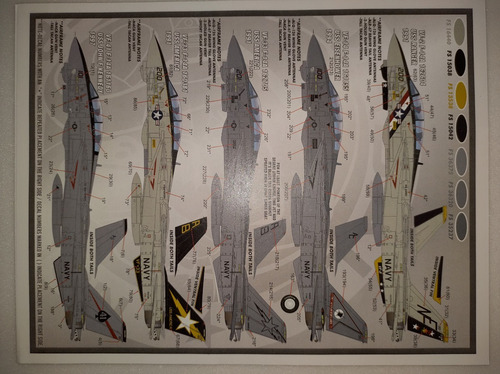 1/48 Folha Decal F-14 Tomcat Furball Faz 2 Modelos Completos