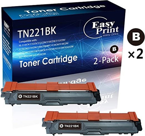(2-pack, Negro) Compatible Tn221 Tn221 Tn221bk Tn221bk Cartu