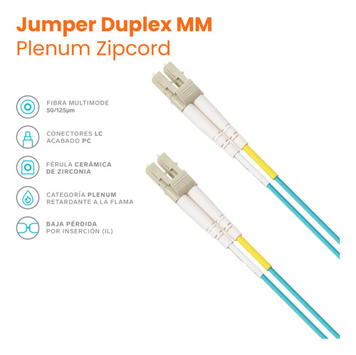 Jumper Duplex Multimodo Lc-lc/upc Plenum Om4 Aqua 1 M