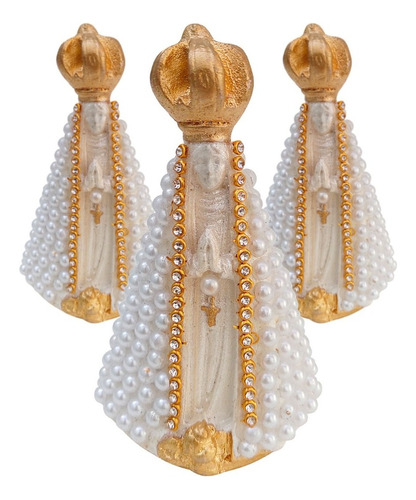 Kit 15 Nossa Senhora Aparecida Pérola 10cm Lembracinha Cor Branco