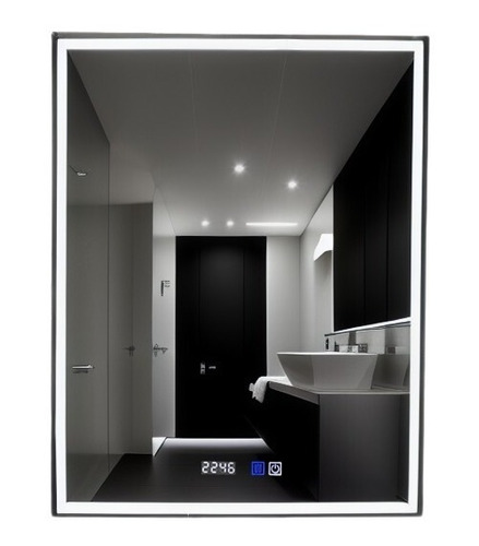 Espejo Rectangular Touch 50x70 3 Luces+dimmer+antifog+reloj