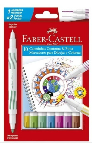 Canetinha Contorna E Pinta 10 Cores Faber Castell