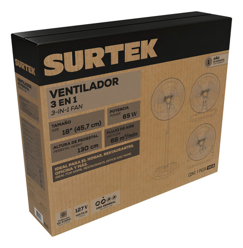 Ventilador 3 En 1, 3 Velocidades, 18 , Surtek Ve18