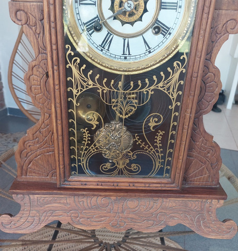 Reloj Antiguo De Pie A Cuerda Con Pendulo Waterbury (Usado)