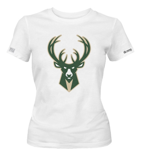 Camiseta Milwaukee Bucks Logo Ciervo Basquet Dama Mujer Idk