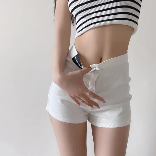 Pantalones Cortos De Mezclilla Elásticos De Cintura Alta Par