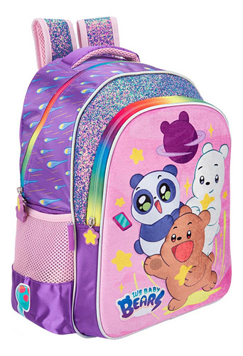 Mochila Escolar We Bare Bears Rosa/morado 34bp Color Rosa