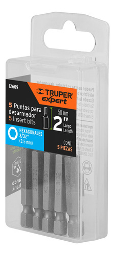 Puntas Hexagonal 3/32´ Largo 2´ Zanco 1/4´ Acero 5pz 12609