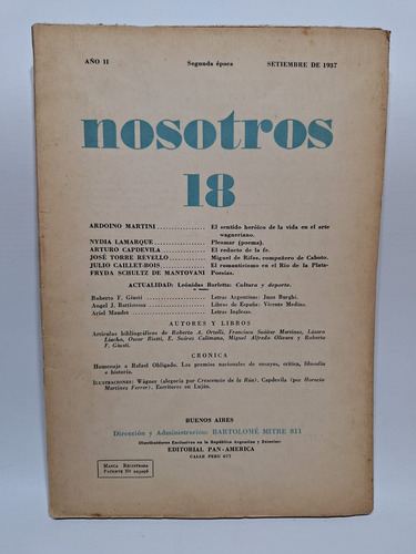 Antigua Revista Nosotros 2da Época Año 1937 N°18 Le264