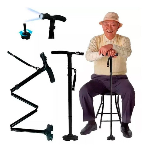 Baston Muleta Ortopédico Regulable - Magic Cane Con Luz Led