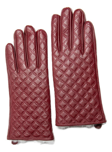 Candor And Class Guantes De Cuero Con Forro De Piel De Conej