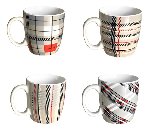 Taza Cerámica Estampada Diseños Cuadrille Lineas D+m Bazar