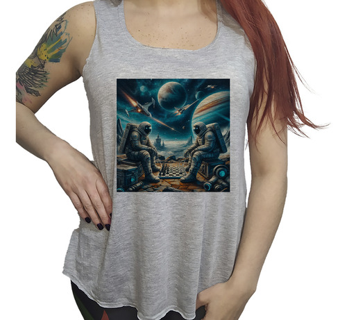 Musculosa Dama Astronautas Ajedrez Infinidad De Planetas M2