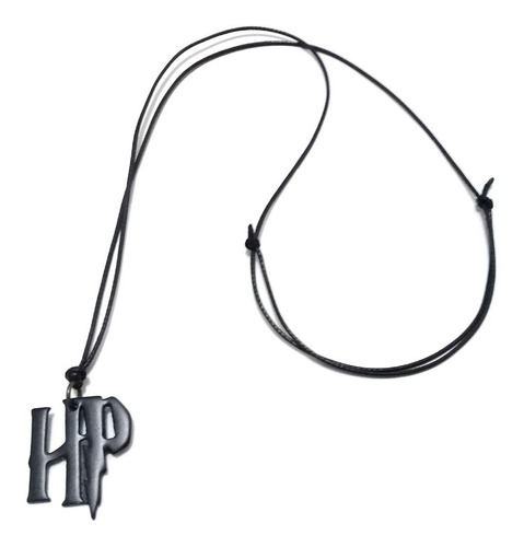 Colar Masculino Pingente Filme Harry Potter Hp Preto Cordão