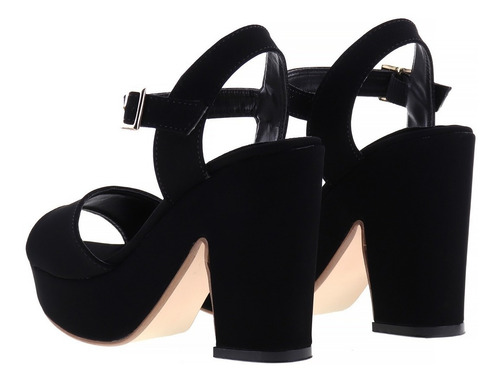 Imagen 4 de 4 de Zapatos De Tacón 10cm Mujer Plataforma Ante Negro