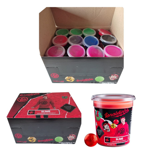 Slime Caixa 24un Gelástica Enaldinho Brinquedo Massinha Cor Variadas