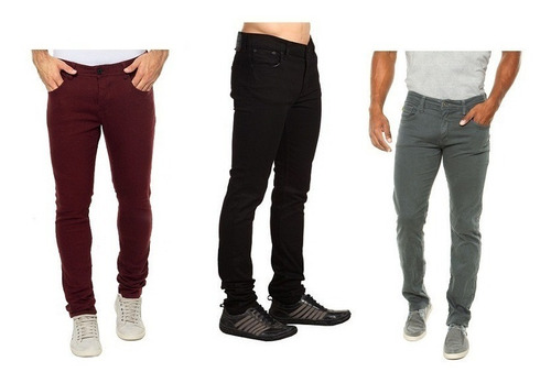 Imagem 8 de 10 de Kit 3 Calça Sarja Colorida Masculina Skinny Atacado Revenda