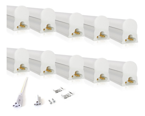 Kit 10 Led Tubular T5 Com Calha 90cm 14w Acoplada Completa