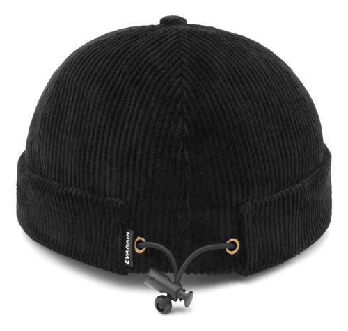 Gorra Casquete Miki Negro Hipster Pitch Unisex Eva Rain® Negro Único Regulable Corderoy