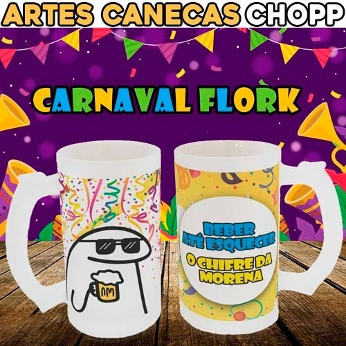 Artes Canecas Chopp Carnaval Flork Sublimação Editáveis