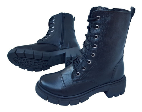 Imagem 4 de 7 de Coturno Bota Tratorada Plataforma Blogueira Couro Legítimo