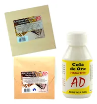 Comprar Papel Dorado A La Hoja 14x14cm Cobre Plata Cola De Oro 250ml