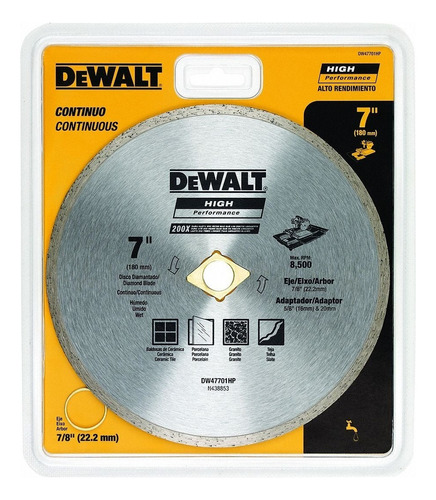 Disco De Corte Diamante Ceramica 7 '' Dewalt Dw47701hp