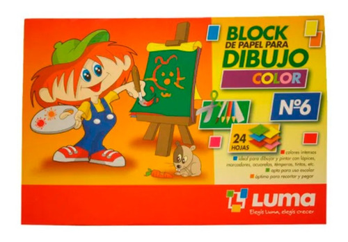 Block De Dibujo Luma Escolar N° 6 X 24 Hojas Color