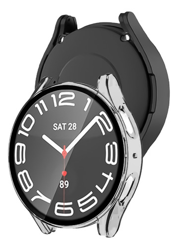 Correa De Eslabones + Funda Con Cristal Para Galaxy Watch 7 Plateado / Azul 44mm 2 Cm