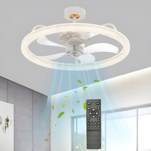 Ventilador De Teto Crystal Com Luz Led, 60w, 3 Cores 127/220