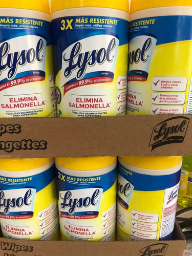 3 Botes Toallitas Lysol Desinfectantes 80 Piezas C/u