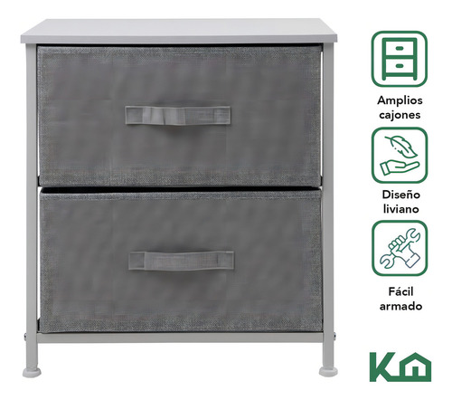 Comoda Cajonera 2 Cajones 2pzas Colchon Matrimonial En Caja Color blanco y gris