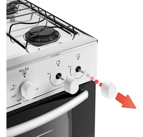 Fogão Atlas Milão 4 Bocas Com Mesa De Inox Branco