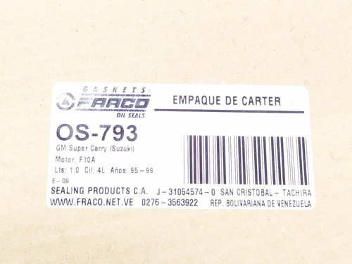 Empacadura Carter Súper Carry F10a 1.0 4cil Del 95-99
