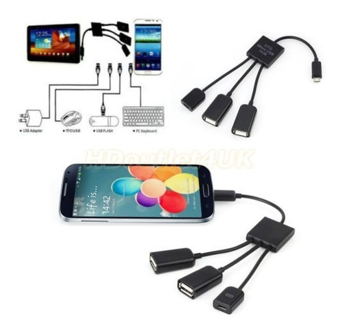 Dual Micro Usb Host Otg Hub Adaptador Cable Para La Tab 7'' 