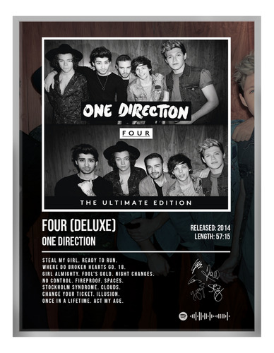 Cuadro One Direction Four Album Music Firma C/marco 60x50