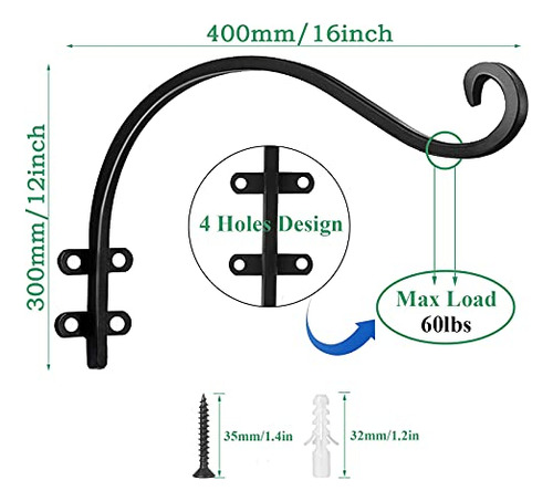 Paquete De 2 Soportes Resistentes Para Colgar Plantas, Sopor