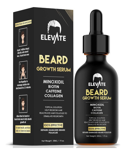 Elevate- Suero Para El Crecimiento De La Barba Con Minoxidil Fragancia Sin esencia