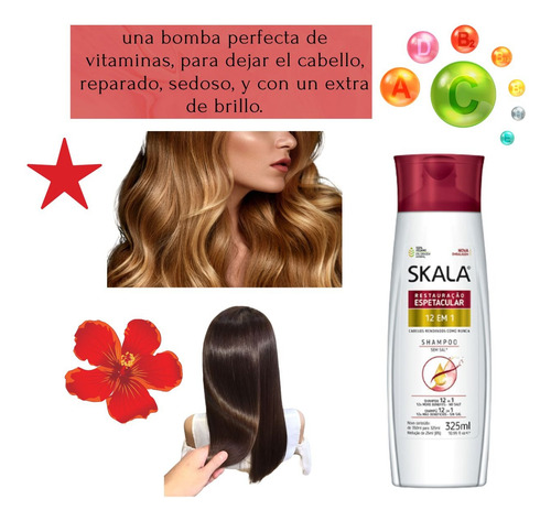 Shampo Skala Restauración 12 En 1 325ml Reparación Brillo