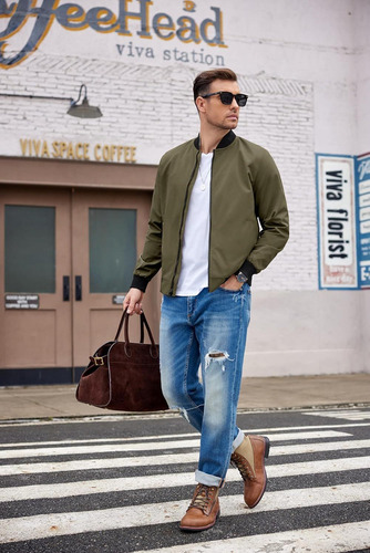Nuevo Chaqueta Bomber For Hombre Casual Soft Shell Moda
