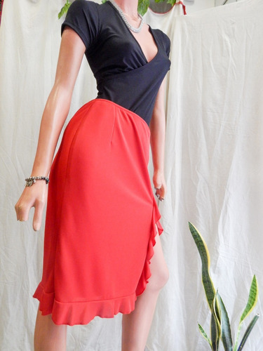 Pollera Roja Con Volados Garofalo