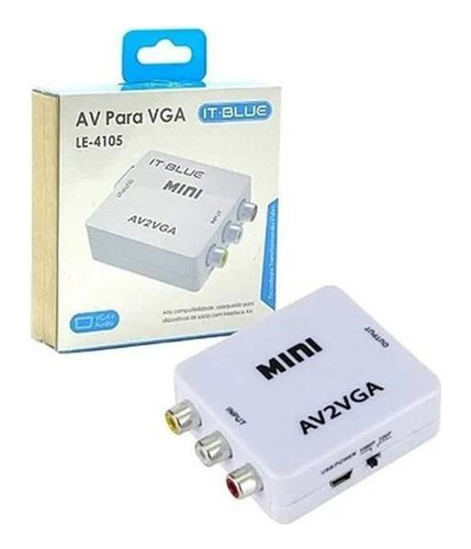 Adaptador Av Vga - Conversor De Sinal De Vídeo Av Para Vga