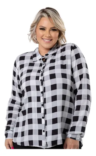 Camisa xadrez plus deals size mercado livre