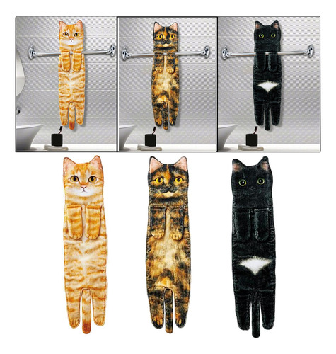 3pcs Multipurpose Cat Funny Hand Towels Drying Hands