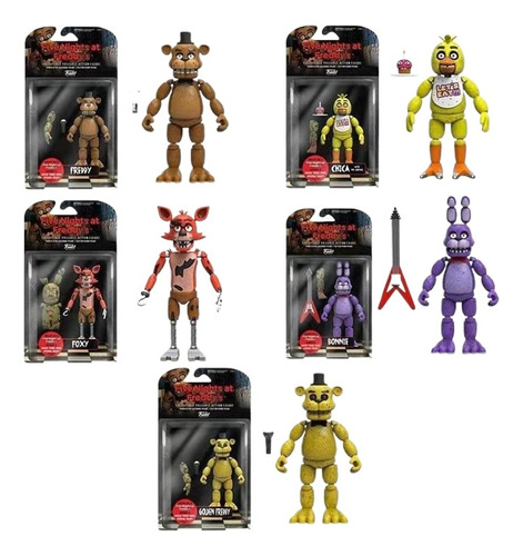 5figura De Acción Articulada Fnaf Five Night Game Toys