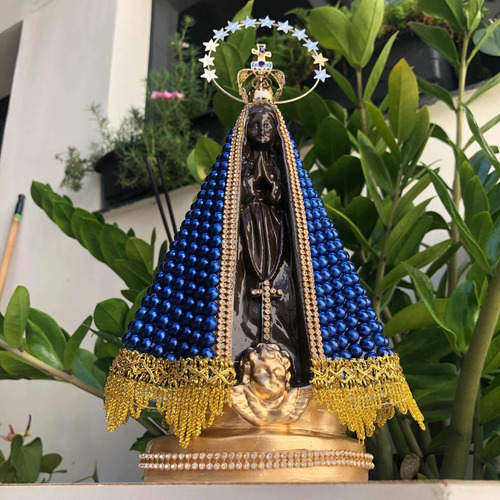 Nossa Senhora Aparecida Perola 30cm Com Coroa Folheada