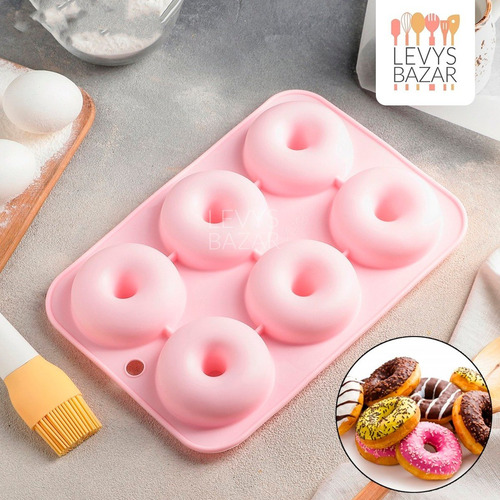 Imagen 9 de 9 de Molde De Silicona X6 Donas Donuts Goma Horno Roscas