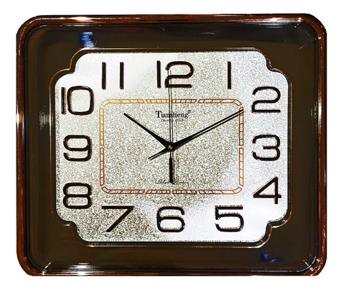 Reloj Pared Grande Cuadrado 43cm Mural Decorativo Silencioso Color de la estructura Dorado - 276009 Color del fondo Blanco - 276009