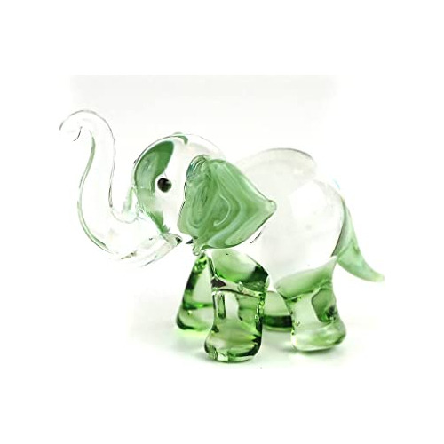 Figuritas De Elefantes De   Vidrio Soplado Mano Verde, ...